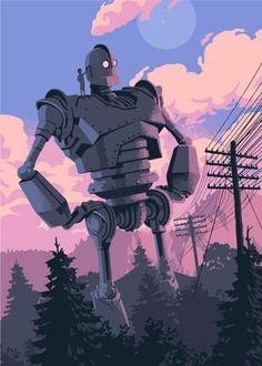 a robot standing in the middle of a forest