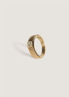 The 0.5cw version of the Solis is our most popular ring style. Inspired by Jennie's mother's vintage pleated ring, the Solis collection represents energy and strength. This ring features a round brilliant diamond prong set in a 14k solid gold ribbed band. 14k solid gold—always Non-hollow Average weight: 5.37g Band width: 5mm (front), 3.5mm (back) Diamond 4 C's: 0.50cw, Round Brilliant, VS2, G/H, Excellent Cut Custom sizing is available. Custom sized pieces are final sale. This piece cannot be re Ribbed Ring, Rib Ring, Fall Rings, Solitaire Diamond Ring, Popular Rings, Round Solitaire, Solid Gold Band, Big Diamond, Average Weight