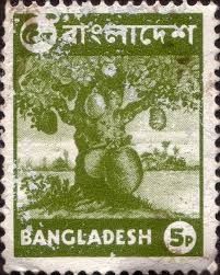 bangladesh stamp with an image of a tree on the front and green foliage in the background