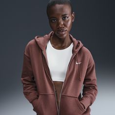 Grounded in style, comfort and versatility, meet our take on luxury loungewear. This zip-up hoodie helps you stay cozy all day long, thanks to midweight fleece that feels soft yet structured. Plus, exaggerated details (like the oversized pocket and taller ribbing) give you a trend-right look. Fall Gym Hoodie With Zipper Closure, Comfy Fleece Hooded Jacket For Loungewear, Cozy Activewear With Drawstring Hood For Fall, Fall Athleisure Hoodie For Loungewear, Hoodie Sweatshirt With Zipper For Loungewear, Sporty Hooded Jacket With Ribbed Cuffs For Loungewear, Zipper Hoodie Sweatshirt For Loungewear, Zipper Closure Hoodie Sweatshirt For Loungewear, Comfortable Fleece Hooded Jacket For Loungewear