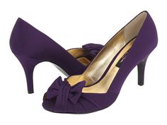 Nina Forbes Grape Luster Satin - Zappos.com Free Shipping BOTH Ways Plum Shoes, 1950s Fashion Shoes, Vintage Style Shoes, Wedding Shoes Low Heel, Wedding Shoes Comfortable, Purple Heels, Slip On Dress Shoes, Purple Bridesmaids, Bridesmaid Shoes