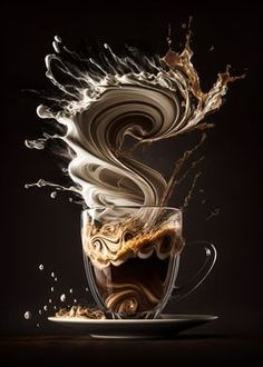 coffee splashing out of a cup into the air