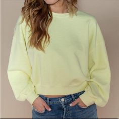 Agolde Thora Balloon Sleeve Sweatshirt In Limoncello, Size L, New With Tags Take The Day Off In This Soft Cotton Sweatshirt In A Refreshing Lemony Hue That's Styled With Slouchy Dropped Shoulders. This Ultra Comfortable Sweatshirt Sits At The Waist And Has A Rounded Sleeve. Crewneck. Bracelet-Length Sleeves. 100% Cotton. True To Size. Machine Wash, Tumble Dry. Made In The U.S.A. Approximate Measurements, Laying Flat Pit To Pit: 22” Length: 24” Questions? Leave A Comment Below! Basic Yellow Fall Tops, Basic Yellow Tops For Fall, Yellow Relaxed Fit Solid Color Tops, Yellow Relaxed Fit Solid Tops, Mock Neck Sweatshirt, How To Fold Sleeves, Turtleneck Sweatshirt, Tie Dye Cotton, Tie Dye Sweatshirt