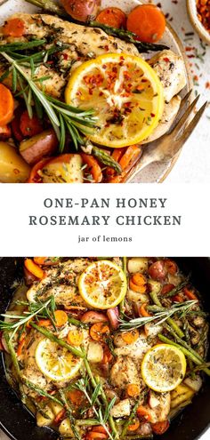 Two images of honey rosemary chicken. Healthy Juicy Chicken Recipes, Whole Food Recipes Chicken, One Pan Roasted Chicken Dinner, Meals With Rosemary, Roasted Chicken Meals, Healthy Meal Prep For The Week Chicken, Whole Food Protein Meals, Honey Rosemary Chicken, Rosemary And Thyme Chicken