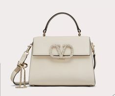 Light ivory $3,790 Valentino Top, Valentino Purse, Smaller Calves, Subtle Luxury, Embellished Top, Handle Bag, Green Bag, White Bag, Luxury Items