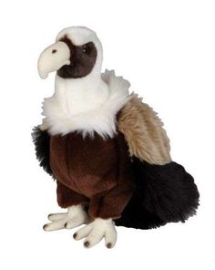 the stuffed bird is brown and white