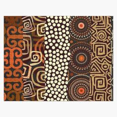 an abstract pattern with different colors and patterns on black, brown, orange and white