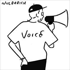 a drawing of a man with a megaphone in his hand and the word voce written on it