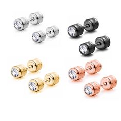 PRICES MAY VARY. ubic Zirconia Stainless Steel CZ Earrings 2 PAIRS SET:Including 2 pairs of earrings different, 1 pairs 4 mm Double Sided Czech diamond Round Barbell Stud And 1 pairs 4 mm Double Round Cubic Zirconia Earrings Gauge size:20G=0.8mm, Pin size: 6 mm. Double round style add extra protection for you. HYPOALLERGENIC STUD EARRINGS SET:These earrings are made of high quality 316L stainless steel, 100% nickel-free and lead-free, suitable for any sensitive skin.Surgical Steel which is compl Toddler Earrings, Cartilage Earrings Stud, Baby Earrings, Fancy Gifts, Timeless Classic Style, Conch Piercing, Gauged Earrings, Cubic Zirconia Earrings, Cz Stud Earrings