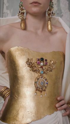 Krikor Jabotian Couture, Detailed Fashion, Krikor Jabotian, Gold Corset, Runway Fashion Couture, Future Trends, Fashion Attire, Glam Dresses, Fantasy Fashion