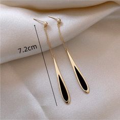 Brand New #N216 Elegant Black Everyday Earrings, Trendy Black Earrings For Evening, Trendy Black Evening Earrings, Black Metal Drop Earrings, Modern Black Drop Earrings, Classic Black Earrings For Party, Cz Earrings, Earrings Color, Gold Black