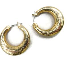 Vintage Pierced Gold Tone Hoop Latchback Earrings These are lightly etched hoops. They measure 1" across/down Unsigned, they are in excellent condition Vintage Gold Hoop Earrings, Small Engraved Hoop Earrings, Small Hoop Engraved Earrings, Vintage Etched Earrings, Vintage Gold Earrings, Gold Hoop, Gold Hoop Earrings, Newport, Vintage Gold