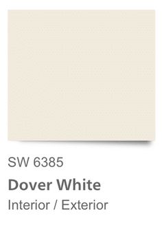 the white paint color is shown with text that reads sw 635 dove white interior / exterior