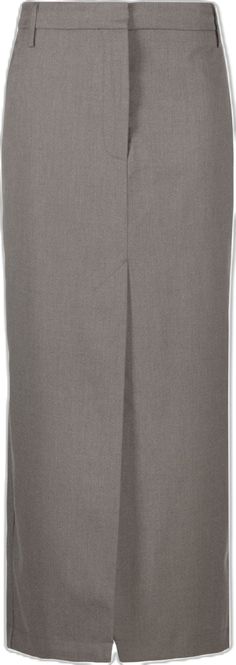 Gray Long Skirt For Work, Gray Long Skirt For Workwear, Gray Workwear Skirt With Pockets, Gray Knee-length Workwear Bottoms, Gray Knee-length Bottoms For Workwear, Gray Pencil Skirt Bottoms For Office, Workwear Long Skirt With Belt Loops, Grey Maxi Skirts, Grey Maxi