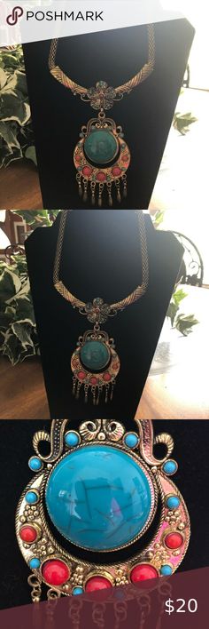 NWT: Beautiful Women’s Turquoise Necklace Where do I start? This brass beauty is a approximately 11 inches long. Beautiful turquoise centerpiece surrounded by red and turquoise beading with Butterfly accent. Extended chain for added length. Plus One Jewelry Necklaces Multicolor Turquoise Necklace For Festival, Turquoise Centerpieces, Red And Turquoise, A Butterfly, Turquoise Beads, 11 Inches, Womens Jewelry Necklace, Turquoise Necklace, Beading