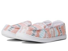 Roxy Minnow VII Slip-On Shoe - Women's Shoes : Multi 1 : Relaxed and comfortable, the Roxy Minnow VII Slip-On Shoes will keep you in style and totally comfortable all year round! Deck shoes in a cotton twill upper. Dual-side gore panels for easy on and off. Soft canvas padded insole with graphic logo print. Roxy logo flag at collar. Flexible TPR injected outsole for added comfort. Imported. Measurements: Weight: 8 oz Product measurements were taken using size 8.5, width M. Please note that measu Comfortable Fabric Canvas Shoes With Vulcanized Sole, Spring Cotton Slip-ons With Rubber Sole, Comfortable Textile Canvas Shoes With White Sole, Summer Fabric Sneakers With Vulcanized Sole, Casual Fabric Canvas Shoes With Rubber Sole, Trendy Spring Canvas Slip-on Sneakers, Casual Fabric Slip-ons With Rubber Sole, Casual Canvas Slip-ons, Trendy White Fabric Canvas Shoes