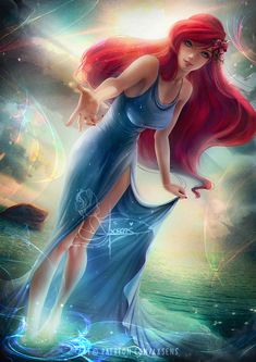 the little mermaid is hugging her mother in this beautiful digital painting by artmagert