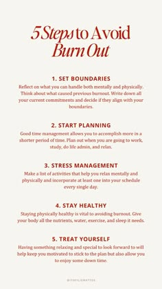 Discover the 5 crucial steps to avoid burnout and maintain your mental and physical health. Learn how to set boundaries at work and home, plan your day to ensure a balanced lifestyle, adopt stress management techniques for a calm mind, maintain a healthy diet and exercise routine, and remember to treat yourself regularly. Follow these steps to avoid burnout and stay at the top of your game.  self improvement, personal development, self growth, mindset shift, growth mindset, success, habits of highly successful people, atomic habits, boundaries, burnout, mental wellness, physical health, balanced lifestyle, self care Mental Diet Plan, How To Avoid Burnout At Work, How To Stay Calm At Work, Self Improvement Habits, How To Plan Out Your Day, How To Avoid Burnout, How To Plan Your Day, Avoiding Burnout, Boundaries At Work