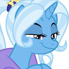 a blue pony with white hair and stars on her head