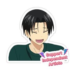 an anime sticker with the words support independent artists on it's back side