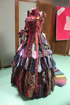 a dress made out of many different fabrics