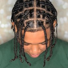 4 braids men style Boy Box Braids, Box Braids Men, Braids With Fade, Braid Styles For Men, Cornrow Hairstyles For Men, Small Box Braids, Braids For Boys, Top Braid, Short Box Braids