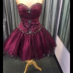 Merlot/Black Strapless Poofy Merlot Dress, Poofy Dress, Dream Prom Dress, Puffy Dresses, Dream Prom, 4 Dresses, Flowy Dress, Merlot, Halter Formal Dress