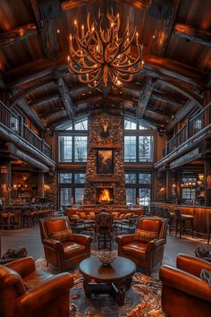 29 Stylish Rustic Living Room Inspirations with Modern Flair Modern Rustic Lodge Living Room, Modern Lodge Interior, Rustic Lodge Living Room, Mountain Lodge Decor, Mountain Interior Design, Rustic Living Room Ideas, Timber Beams, Rustic Cabin Decor