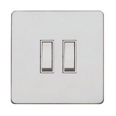 a white light switch with two lights on each side