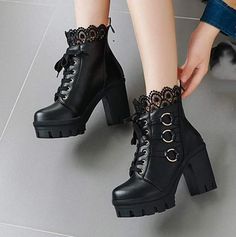 Impatiently Waiting Boots - Gothic Babe Co Gothic Boots, Goth Shoes, Gothic Shoes, Dr Shoes, Wiccan Witch, Kawaii Harajuku, Leather Short, Metal Girl, New Rock