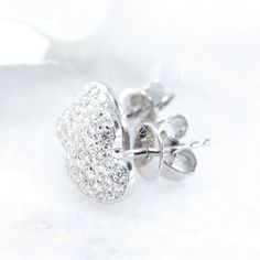 Heart Pave Earrings Moissanite White Gold Pave Pillow Puff Dome, Custom, Wedding, Anniversary Gift, Ready to Ship. Makes the perfect Anniversary gift, Wedding gift, Mothers Day gift, Birthday gift, Holiday gift or just to say I Love You gift!! ~Ring Details~ Metal-10k White Gold Size-8mm x 7.75mm ~Gems~ Type-Moissanite Weight-.55ct (approx) Color-DEF Clarity-VS Cut (shape)-Round Includes *********** ♦Your Design Created Just to your Specifications, Exactly as ordered ♦Gift Box Customization **** Dazzling Diamond Earrings For Wedding With Pave Setting, Wedding Fine Jewelry Heart Earrings In Cubic Zirconia, Fine Jewelry Cubic Zirconia Heart Earrings For Wedding, Elegant Diamond White Heart Earrings For Wedding, Fine Jewelry Heart Earrings With Cubic Zirconia For Weddings, White Diamond Earrings With Pave Setting For Wedding, Diamond Heart Cut Earrings For Wedding, Diamond White Bridal Earrings With Pave Setting, White Gold Diamond Earrings With Halo Setting For Wedding