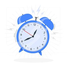 an alarm clock that is blue and has two hands on each side of the clock