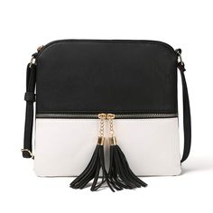 PRICES MAY VARY. Medium Size & Lightweight: 9.5" (W) x 9.0" (H) x 0.5" (D); Only 0.4 lb Quality Faux Leather; Stripe cloth lining; Smooth zipper closure; Adjustable strap with max 23" drop Stylish crossbody bag: 1 main compartment; 1 front tassel zip pocket, which is designed for storing and quickly using cell phone Not bulky, but big enough for carrying the essentials like wallet, cellphone, sunglasses, keys. Simple and practical cross body purse, perfect for travel, or daily use. A lovely gift Purse For Teens, Crossover Purse, Fashion Purses, Vintage Messenger Bag, Female Shoulder, Small Messenger Bag, Girls Handbags, Women Crossbody Bag, Tassels Fashion