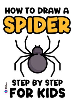 How to Draw a Spider | Easy Drawing Guide for Kids Spider Body Drawing, How To Draw Spider Web, Spider Easy Drawing, Drawing A Spider