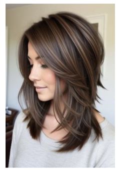 Shoulder Hairstyles, Hairstyles For Thick Hair, Haircuts For Medium Length Hair, Easy Hairstyles For Thick Hair, Brunette Hair With Highlights, Shoulder Hair, Shoulder Length Hair Cuts, Hair Women, Haircuts For Medium Hair