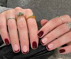 Square Oval Nails, Burgundy Nail Designs, Old Money Nails, Money Nails, Nail Types, Maroon Nails, Short Gel Nails, Short Square Nails