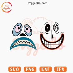 an image of two cartoon faces with different eyes and mouth shapes, one is smiling