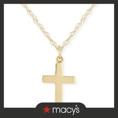 in stock Macy's Formal Jewelry With Polished Finish, 14k Gold Cross Necklace Tarnish Resistant, Classic 14k Gold Hallmarked Necklace, Classic Cross Pendant Necklace With Polished Finish, Elegant 14k Stamped Cross Pendant Jewelry, 14k Gold Cross Pendant With Diamond Cut, 14k Gold Diamond Cut Cross Pendant Jewelry, 14k Gold Diamond Cut Cross Pendant, 14k Gold Diamond-cut Cross Pendant