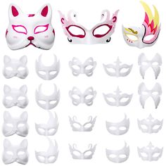 PRICES MAY VARY. Sufficient Quantity: you will receive 50 pieces of DIY white masks, enough to meet most of your DIY painting needs, there are 10 different styles of DIY masks, including cats, butterflies, foxes, crowns, etc., you can freely paint on the masks, doodle your favorite colors or patterns, and share them with your family and friends Inspire Creativity: let these blank paper masks be your canvas, let your imagination run free, you can create, decorate and develop your artistic skills White Eye Mask For Costume Party, White Masks And Prosthetics For Carnival Cosplay, White Masks For Halloween Fantasy Events, White Eye Mask For Cosplay, White Fantasy Masks For Halloween, White Fantasy Costume Accessories For Cosplay, White Fantasy Costume Accessories For Fantasy Events, White Fantasy Style Costume Accessories For Fantasy Events, White Masks For Carnival Costume Party