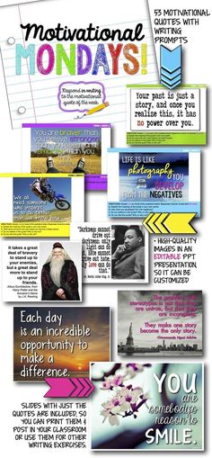 a bunch of different types of posters on a white background with the words motivation monday written in