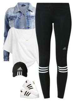 "Adidas*" by thatchickcrazy on Polyvore featuring VILA, Red Herring, adidas and Yves Saint Laurent Adidas Workout Outfits, Leggings Outfit Casual, Teenage Outfits, Chique Outfits, Legging Outfits, Outfit Trends