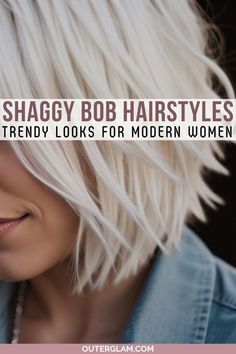 Discover the hottest Shaggy Bob Hairstyles that redefine modern chic! Perfect for women looking to refresh their look with a trendy twist. Bob Hairstyle Ideas, Short Shaggy Bob, Shaggy Bob Hairstyles, Cute Bob Hairstyles, Shaggy Bob Haircut, Short Shaggy Haircuts, Trendy Bob Hairstyles, Inverted Bob Hairstyles, Choppy Haircuts