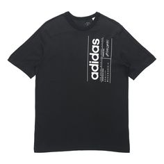 Adidas Brilliant Basics Tee 'Black White' FM6017 (Men's/Round Neck/Short Sleeve) Black Athleisure T-shirt For Spring, Black Sports T-shirt For Spring, Adidas Athleisure T-shirt For Summer, Adidas Summer Athleisure T-shirt, Summer Tops With Three Stripes Short Sleeve, Summer Short Sleeve Tops With Three Stripes Branding, Summer Short Sleeve Tops With Three Stripes, Casual Adidas Logo T-shirt For Summer, Adidas Relaxed Fit Top For Summer