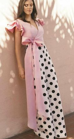 Mode Coachella, Pink Dot, Designer Dresses Indian, Indian Designer Wear, Western Dresses, Mode Inspiration, Pink And Black, Polka Dot Dress