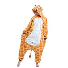 a person in a giraffe costume standing up