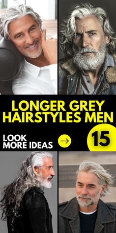 Embrace the charm of longer grey hairstyles for men, perfect for silver foxes over 50 who proudly sport their salt and pepper hair. These styles offer versatility and include options like ash color patterns and natural layers, allowing older men to showcase their distinguished look. Silver Fox Long Hair Men, Men Long Grey Hair Styles, Mens Gray Hairstyles, Mens Hair Over 50, Gray Long Hair Men, Salt And Pepper Hair Mens, Long Grey Hair Men, Grey Hair Men Over 50, Mens Hairstyles Fine Hair