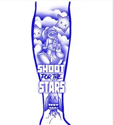 an image of a poster with the words shoot for the stars in blue and white