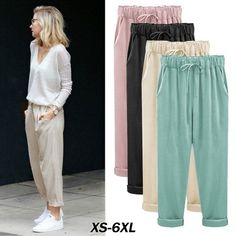 Women High Waist Pants, Vintage Mom Jeans, Green Trousers, Linen Fashion, Cute Pants, Cotton Trousers, Leggings Pattern, Pink Pants, Vintage Pants