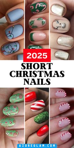 Nails For Xmas Holidays, Not Red Christmas Nails, Christmas Nails Short Almond Shape, Simple Christmas Nails Long Square, Classy Christmas Nails Acrylic Short, Nail Art Ideas For Christmas, Square Festive Nails, Christmas Nail Short Nails, Short Christmas Press On Nails