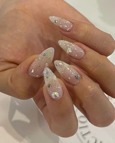 Pretty Gel Nails, Really Cute Nails, Pearl Nails, Soft Nails, Kawaii Nails, Elegant Nails, Fire Nails